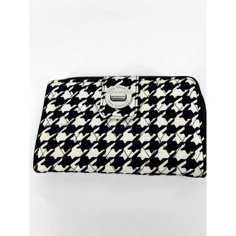 Vera Bradley Midnight Houndstooth Turn Latch Zip Around Wallet Preowned